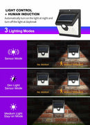 40 Led Solar Wall Motion Sensor Lights Outdoor Fence Light Waterproof Garden - TRYPER LED LIGHTING